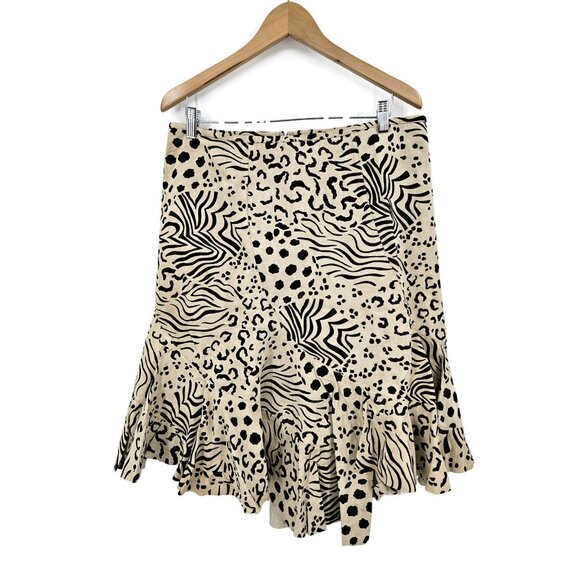 New VTG Newport News Leather Skirt Womens 16 Animal Print Suede Plus Size - Picture 1 of 5